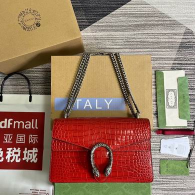 Gucci Dionysus Small Shoulder Bag in Red Crocodile-Embossed Leather