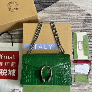 Gucci Dionysus Small Shoulder Bag in Green Crocodile-Embossed Leather