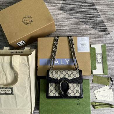 Gucci Dionysus Mini Shoulder Bag in GG Supreme Canvas with Black Leather
