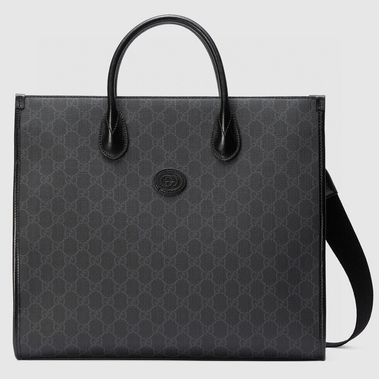 Gucci Medium Tote Bag with Interlocking G in Black GG Supreme Canvas