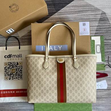 Gucci Ophidia Medium GG Tote Bag in Beige GG Supreme Canvas with Web Stripe
