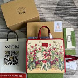 Gucci Children's Strawberry Print Tote Bag in Red and Beige Canvas