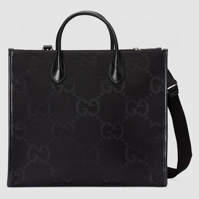 Gucci Jumbo GG Large Tote Bag with Shoulder Strap in Black Canvas