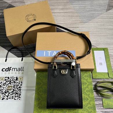 Gucci Diana Mini Tote Bag with Bamboo Handle in Black Leather