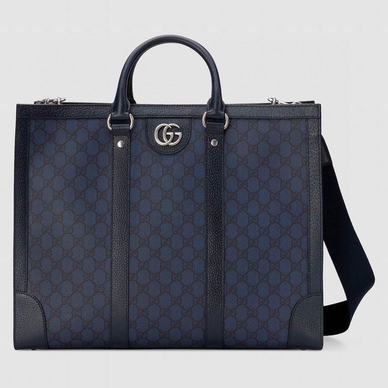 Gucci Ophidia Large Tote Bag in Navy Blue GG Supreme Canvas