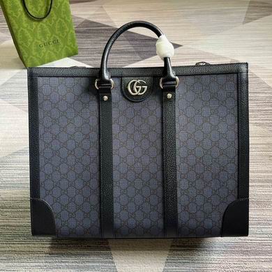 Gucci Ophidia Large Tote Bag in Blue-Black GG Supreme Canvas