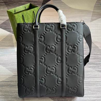 Gucci Jumbo GG Medium Tote Bag in Black Embossed Leather