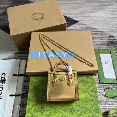 Gucci Diana Mini Tote Bag in Gold Metallic Leather with Bamboo Handle