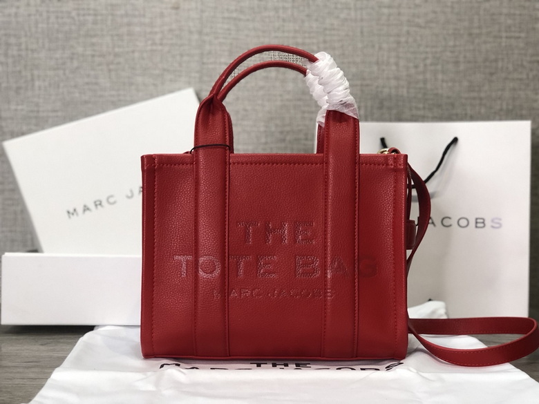 Marc Jacobs The Small Tote Bag in Red Grained Leather with Crossbody Strap