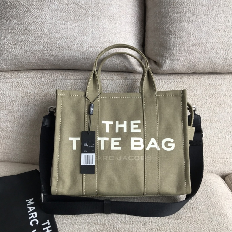 Marc Jacobs The Tote Bag Large Canvas Tote with Crossbody Strap in Olive Green