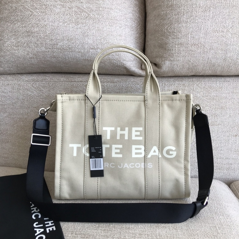 Marc Jacobs The Tote Bag Large Canvas Tote with Crossbody Strap in Beige