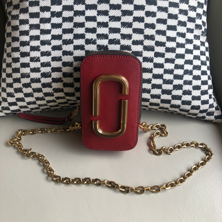 Marc Jacobs Snapshot Mini Chain Crossbody Bag in Red Textured Leather