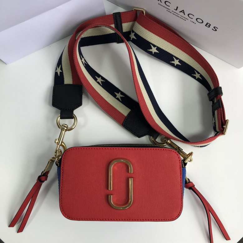 Marc Jacobs Snapshot Small Camera Crossbody Bag in Red with Star Webbing Strap