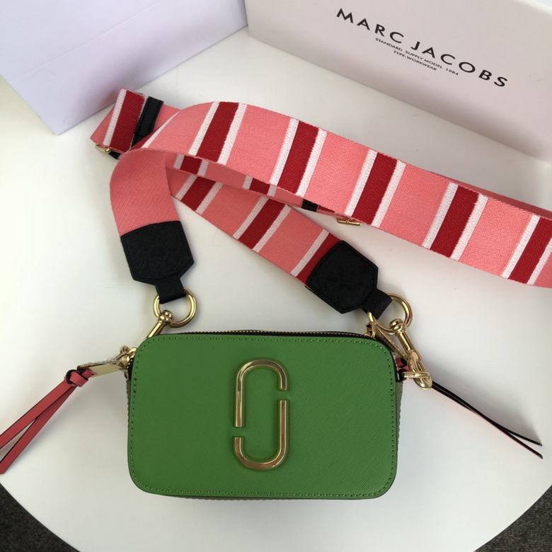 Marc Jacobs Snapshot Small Camera Crossbody Bag in Green with Striped Strap