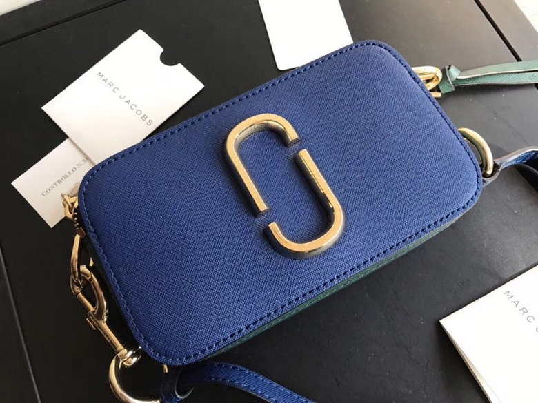 Marc Jacobs Snapshot Small Camera Crossbody Bag in Blue Textured Leather