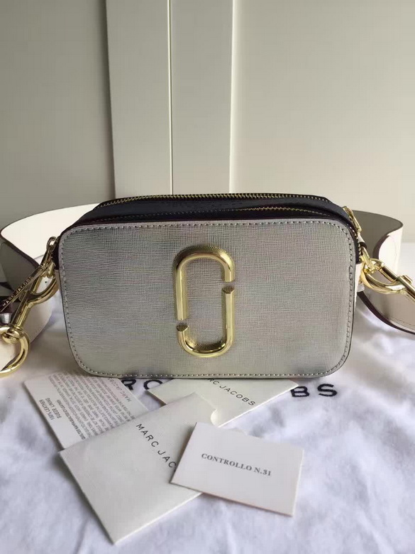 Marc Jacobs Snapshot Small Camera Crossbody Bag in Metallic Silver Leather