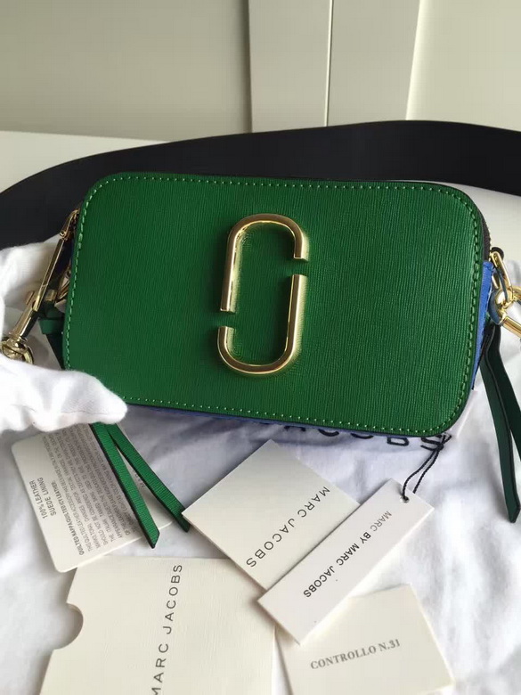Marc Jacobs Snapshot Small Camera Crossbody Bag in Green and Blue Leather