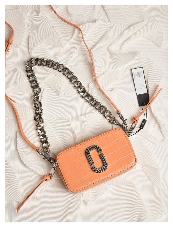 Marc Jacobs Snapshot Crossbody Camera Bag in Peach Croc-Embossed Leather