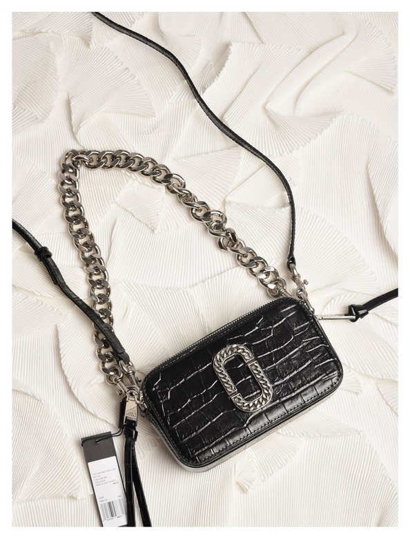 Marc Jacobs The Snapshot Crossbody Camera Bag in Black Croc-Embossed Leather