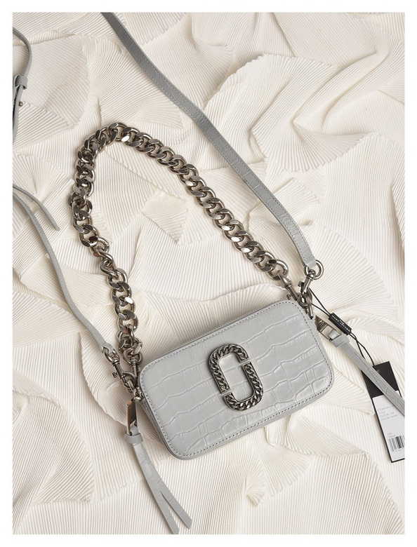 Marc Jacobs Snapshot Crossbody Camera Bag in Grey Croc-Embossed Leather