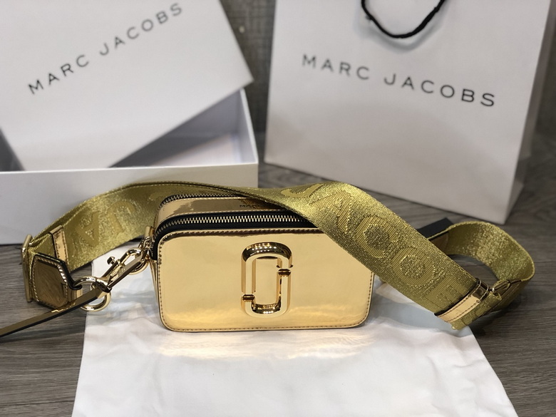 Marc Jacobs Snapshot Camera Crossbody Bag in Metallic Gold Mirrored Leather