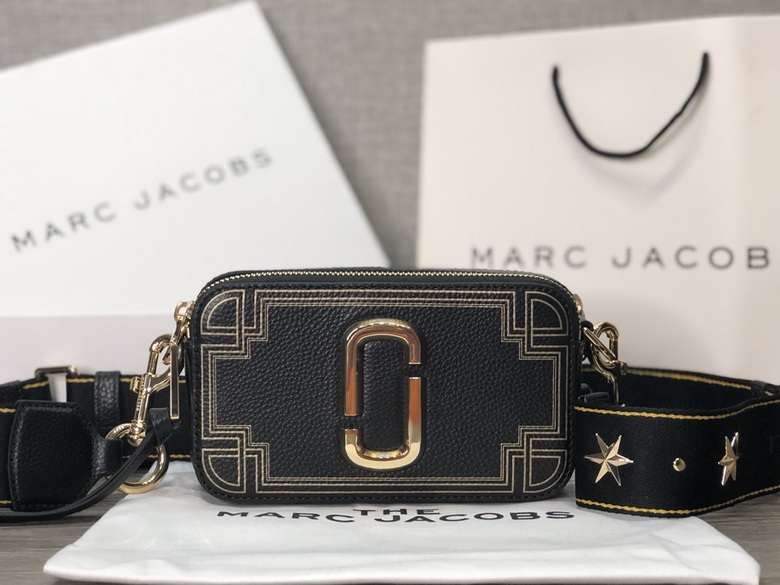 Marc Jacobs The Snapshot Crossbody Camera Bag in Black Leather with Gold Trim