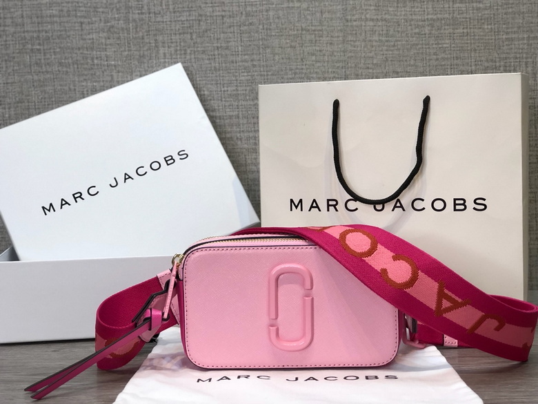 Marc Jacobs Snapshot Camera Crossbody Bag in Pink with Logo Webbing Strap