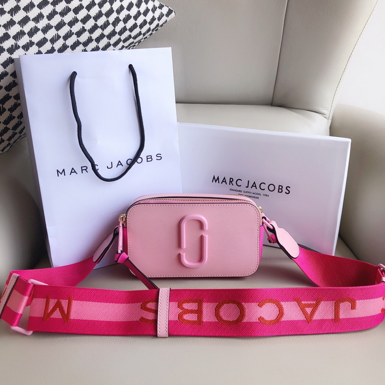 Marc Jacobs Snapshot Camera Crossbody Bag in Pink with Logo Webbing Strap