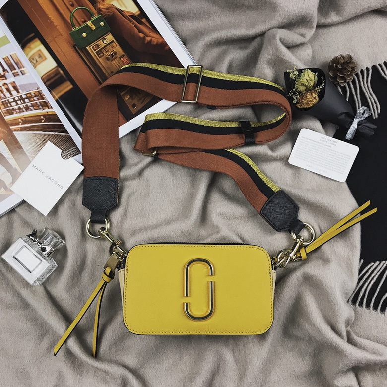 Marc Jacobs Snapshot Camera Crossbody Bag in Yellow with Striped Strap