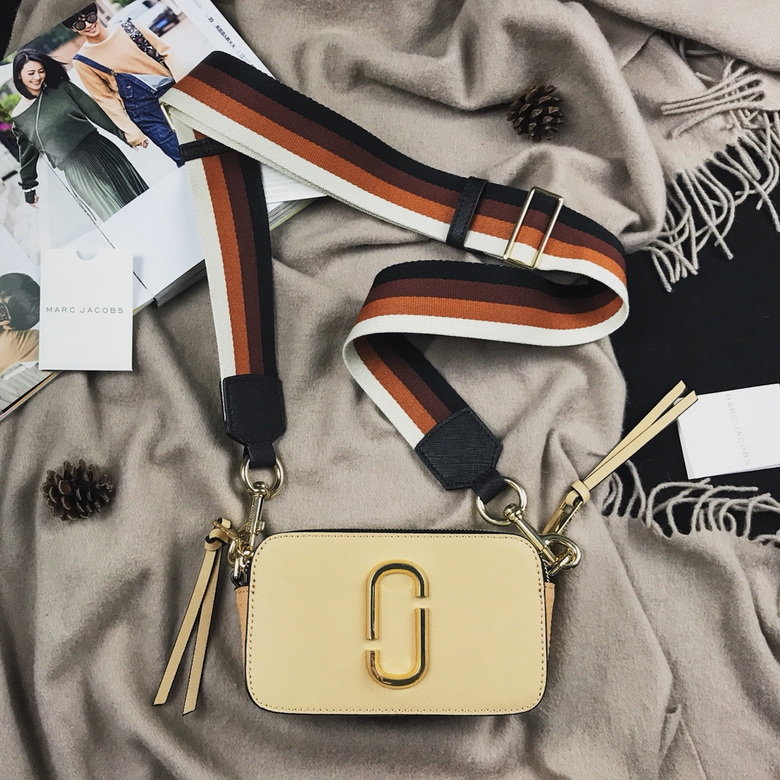 Marc Jacobs Snapshot Camera Crossbody Bag in Cream Colorblock with Striped Strap