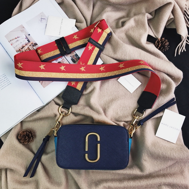 Marc Jacobs Snapshot Crossbody Camera Bag in Navy Leather with Star Strap