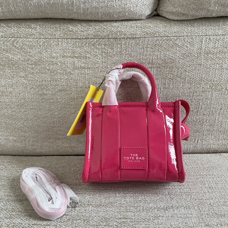Marc Jacobs The Mini Tote Bag in Hot Pink Crinkled Patent Leather