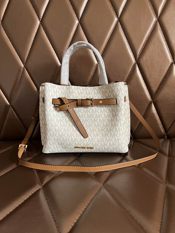 Michael Kors Emilia Small Satchel in Vanilla MK Signature with Acorn Trim