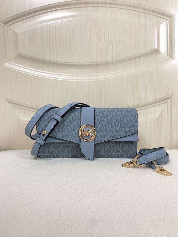 Michael Kors Greenwich Crossbody Bag in Powder Blue MK Logo Canvas
