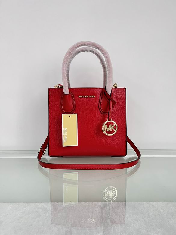 Michael Kors Mercer Medium Tote Crossbody Bag in Red Pebbled Leather