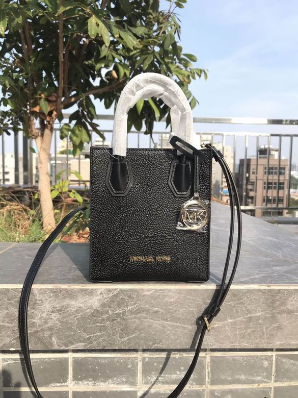 Michael Kors Mercer Extra-Small Crossbody Tote Bag in Black Pebbled Leather