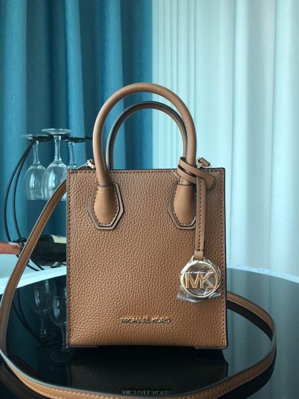Michael Kors Mercer Extra-Small Crossbody Tote Bag in Tan Pebbled Leather
