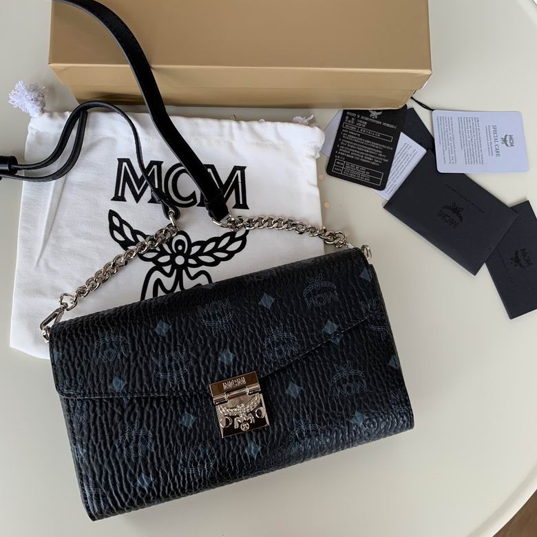 MCM Patricia Large Crossbody Bag in Black Visetos Coated Canvas