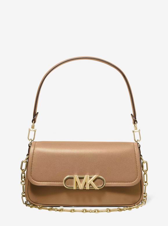Michael Kors Parker Medium Shoulder Bag in Camel Leather with Gold Chain