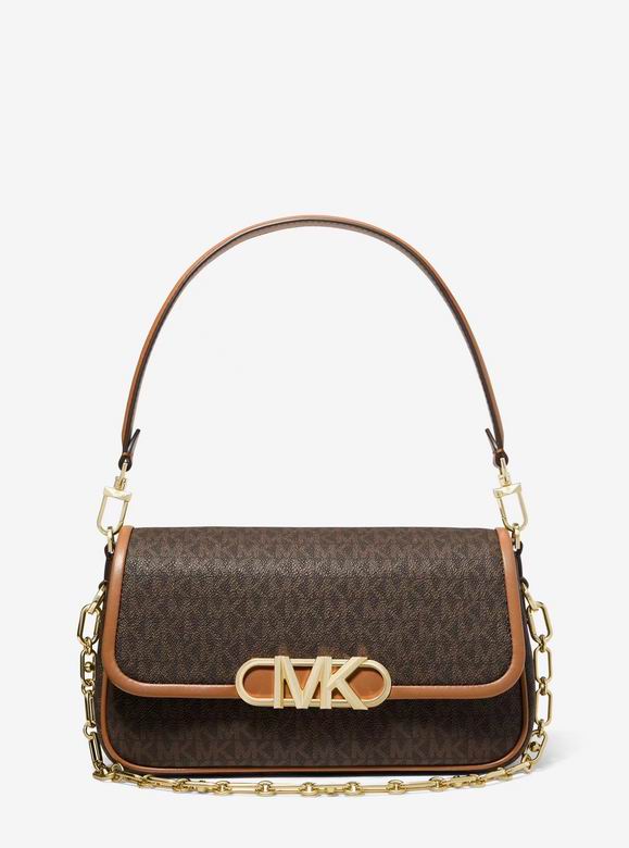 Michael Kors Parker Medium Shoulder Bag in Brown Signature Logo Canvas