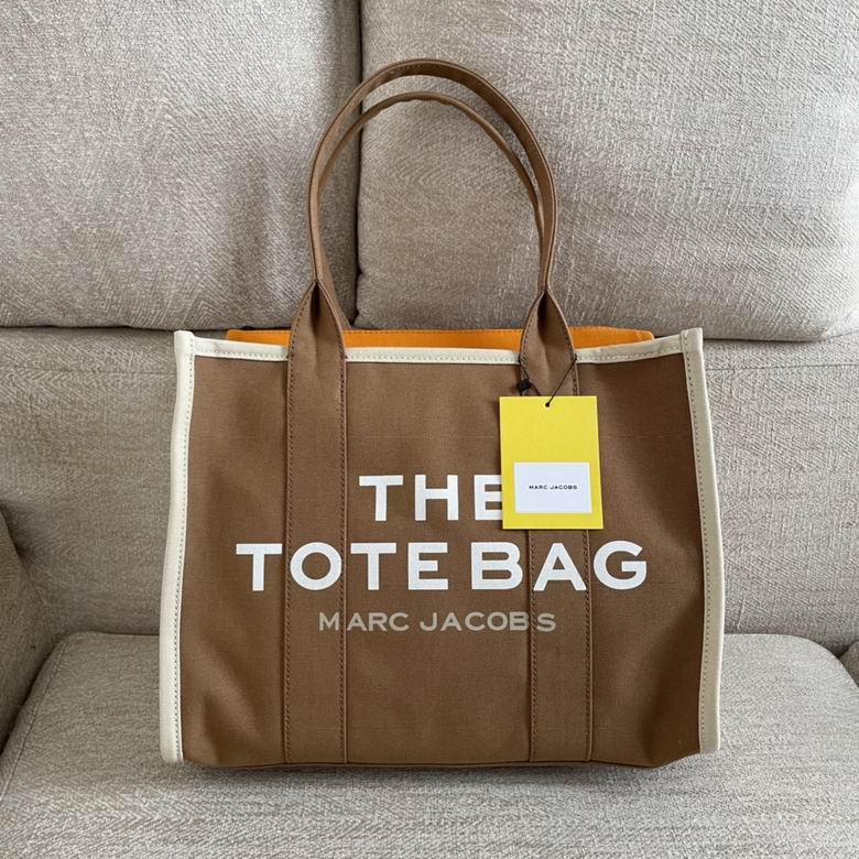 Marc Jacobs The Tote Bag Large Canvas Tote in Brown with Cream Trim