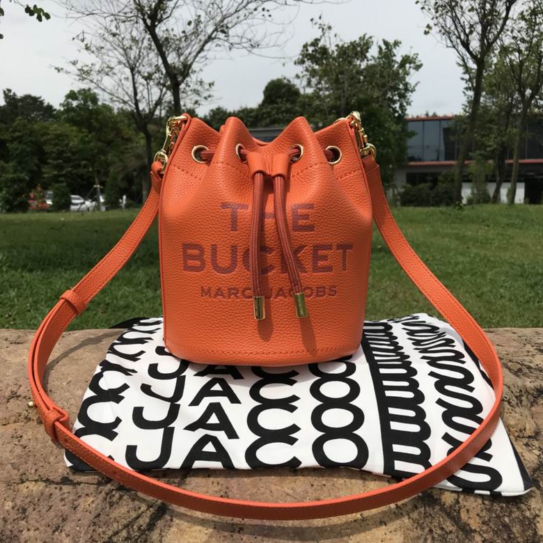 Marc Jacobs The Bucket Bag in Orange Pebbled Leather with Crossbody Strap