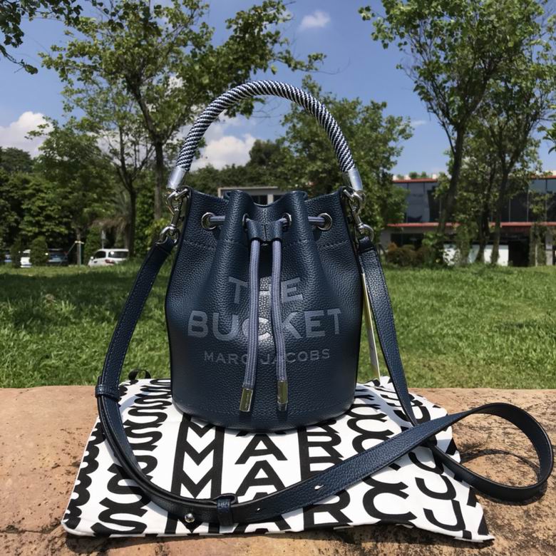 Marc Jacobs The Bucket Bag Mini Crossbody in Navy Blue Pebbled Leather