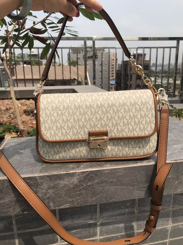 Michael Kors Bradshaw Medium Convertible Shoulder Bag in Vanilla MK Logo