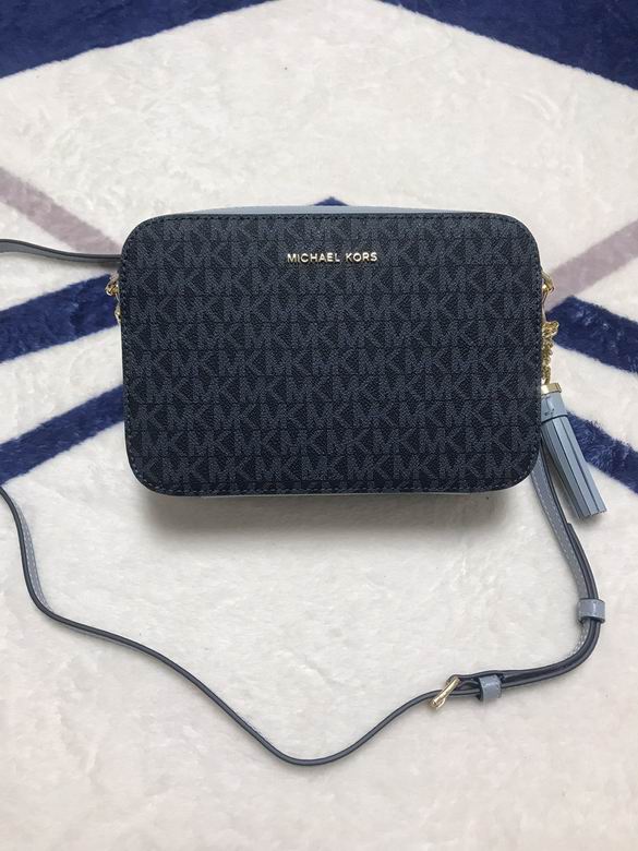 Michael Kors Jet Set Medium Camera Bag in Navy MK Signature with Blue Trim