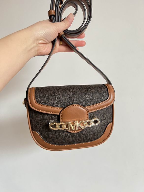 Michael Kors Hally Extra-Small Saddle Crossbody Bag in Brown MK Signature