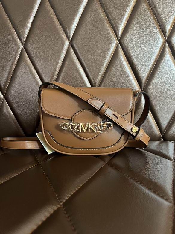 Michael Kors Hally Extra-Small Saddle Crossbody Bag in Tan Leather