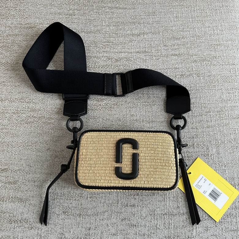 Marc Jacobs Snapshot Crossbody Camera Bag in Natural Woven Straw with Black