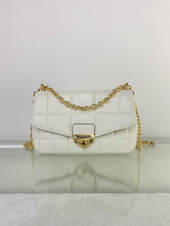 Michael Kors Soho Quilted Chain Shoulder Bag in White Leather