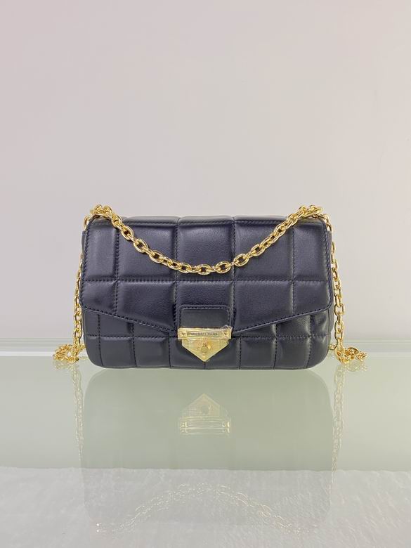 Michael Kors Soho Medium Quilted Chain Shoulder Bag in Black Leather
